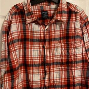 Casual Red and Black Plaid Button Down Shirt